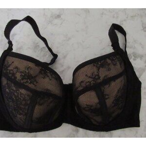 Parfait Bra 30H Black Lace Underwire Padded  Plus Size